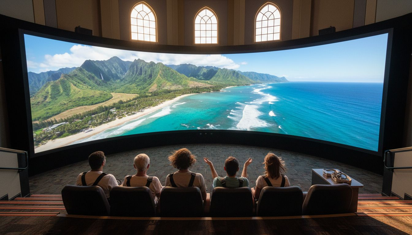 Guests experiencing flying theater wind effects