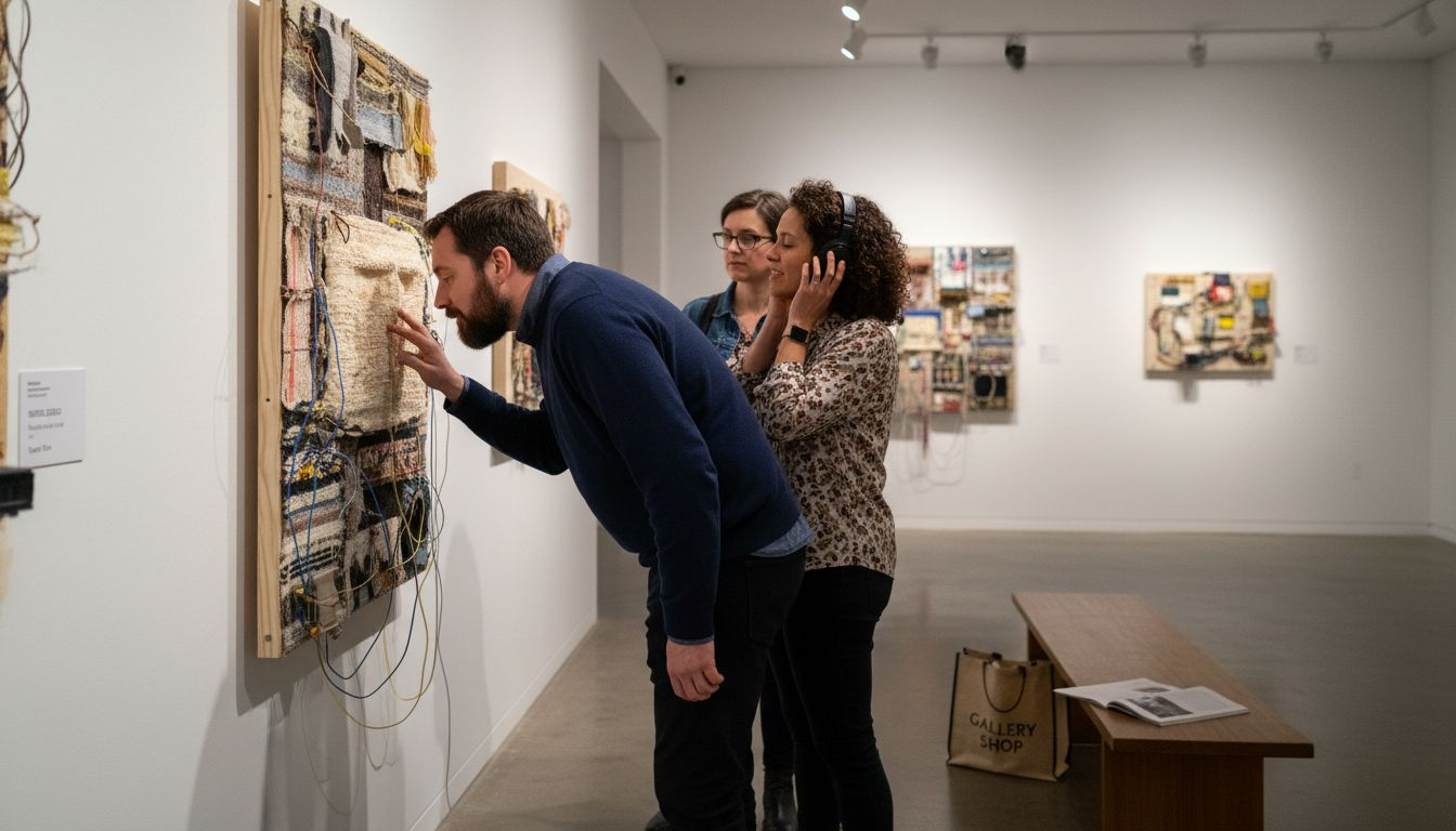 Visitors exploring multisensory art installation