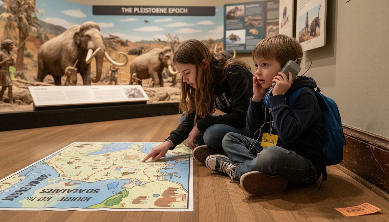 Children listening at immersive museum exhibit