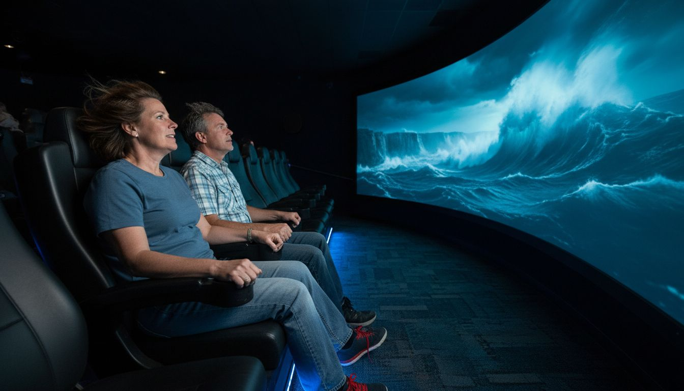 Couple immersed in sensory ride theater