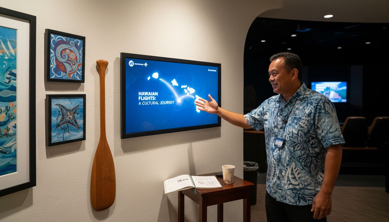 Cultural guide explains Hawaii virtual ride display