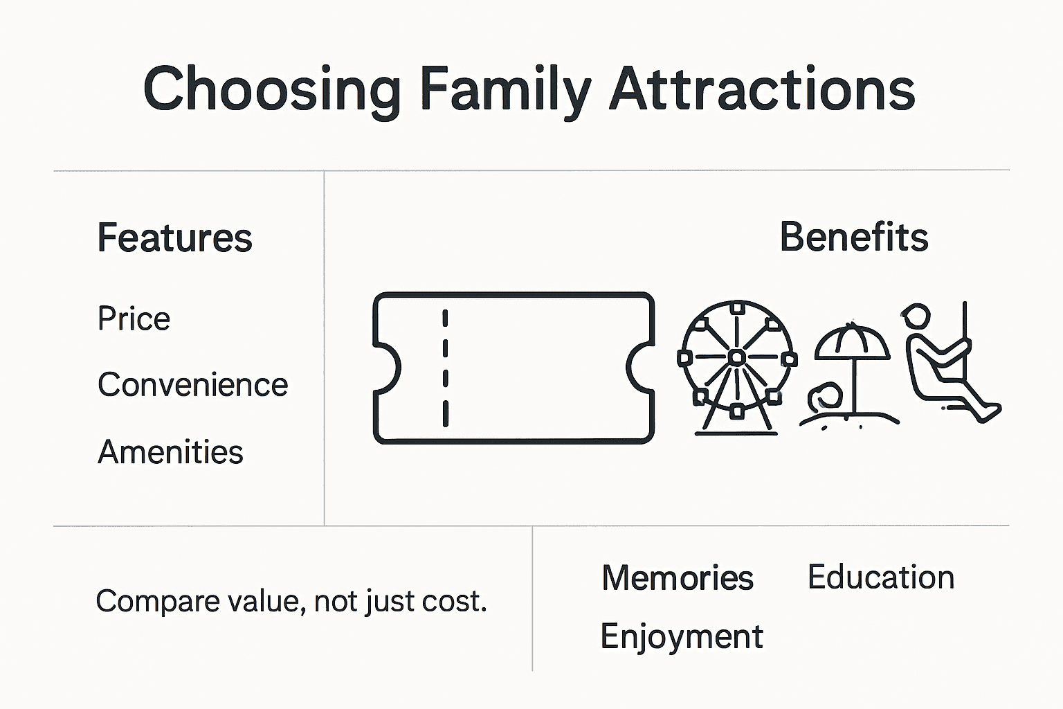 Infographic highlighting family attraction value points