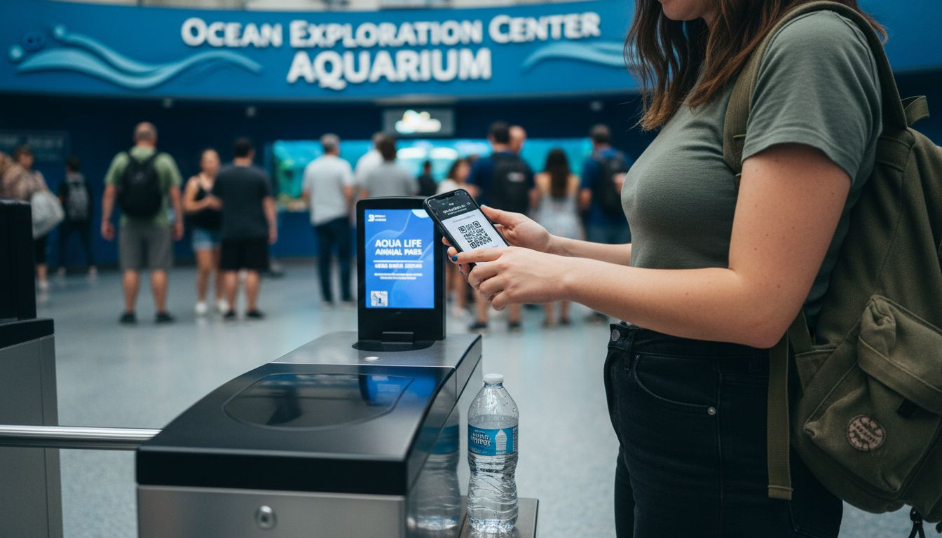 Travelers scanning digital passes at entrance