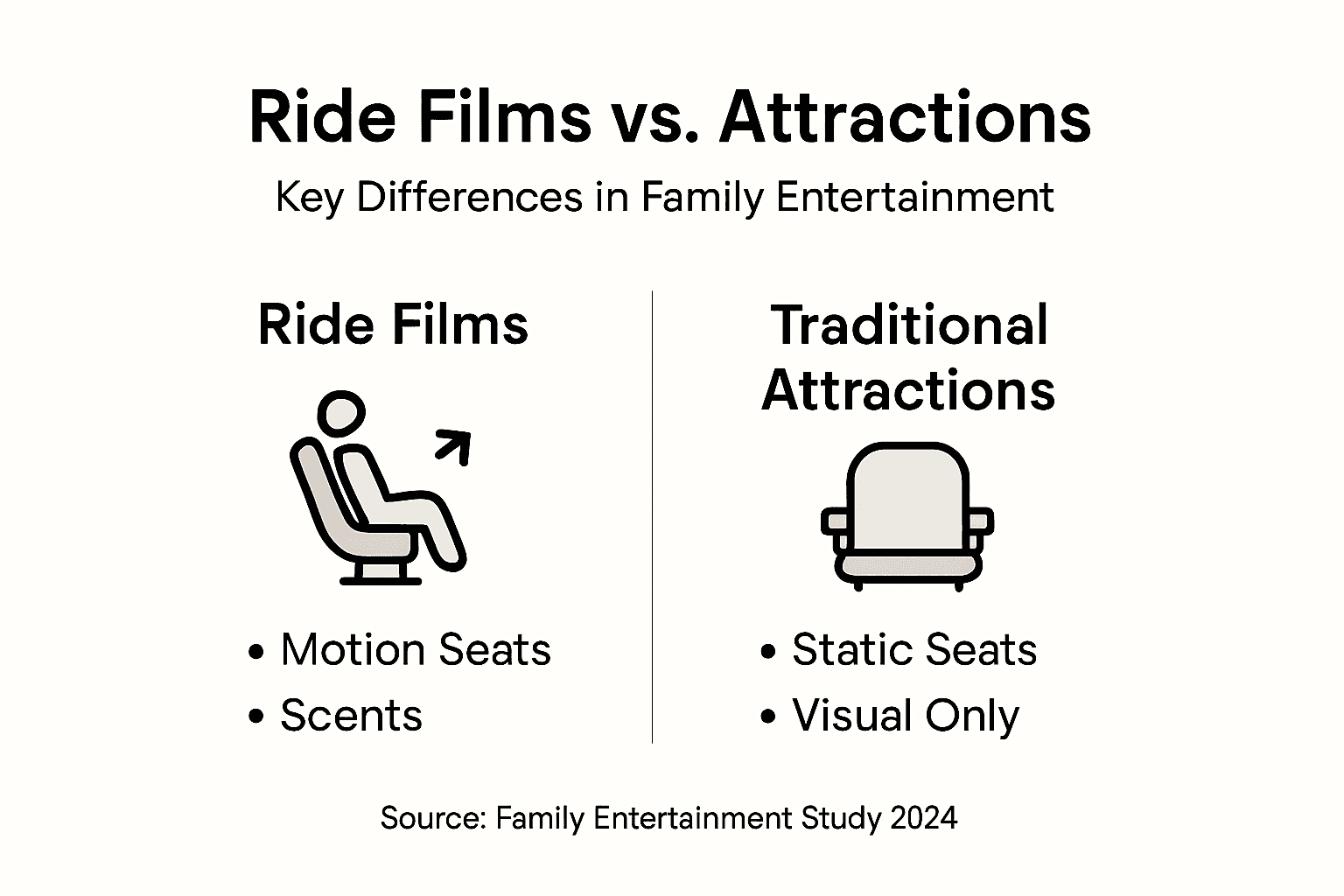 Infographic comparing ride films and attractions