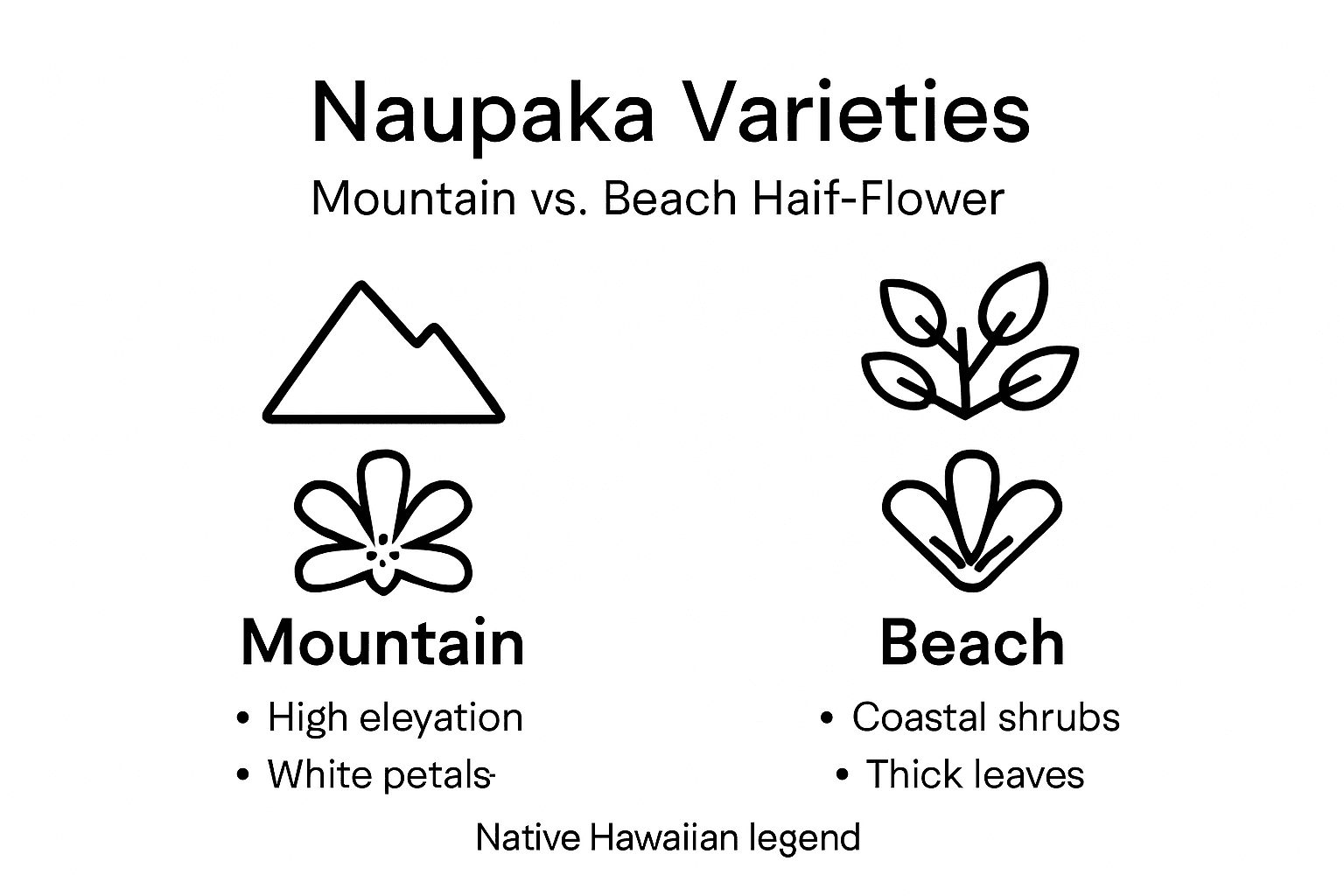 Infographic compares mountain and beach Naupaka