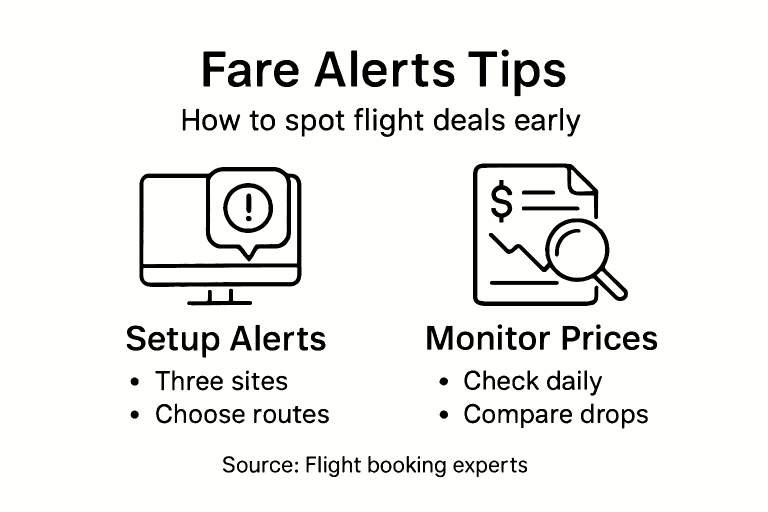 Infographic with fare alert tips and steps