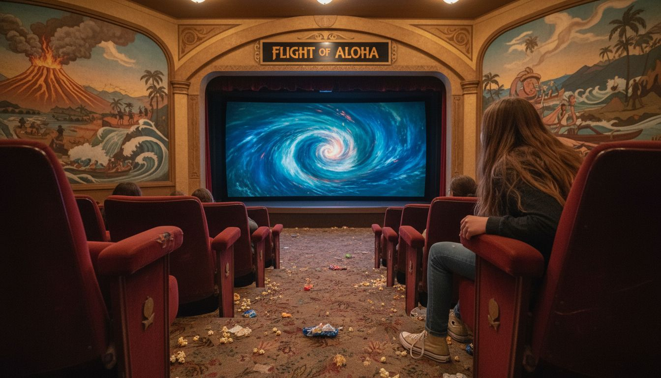 Teen girl in Hawaiian legend ride theater