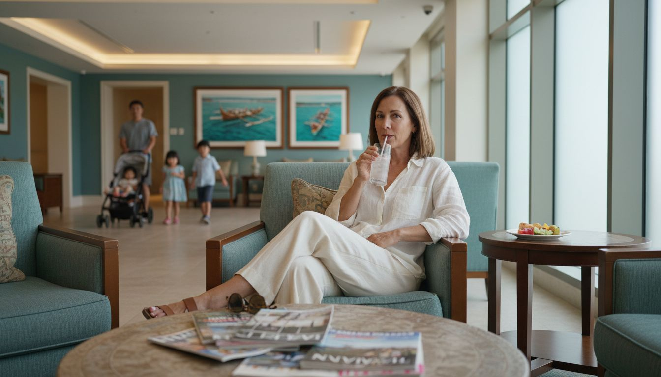 VIP lounge comfort with family in background