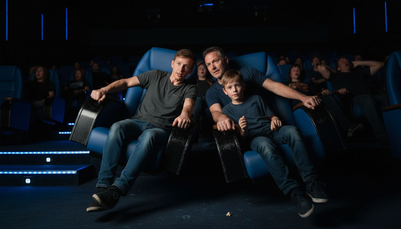 Audience enjoying motion seat theater ride