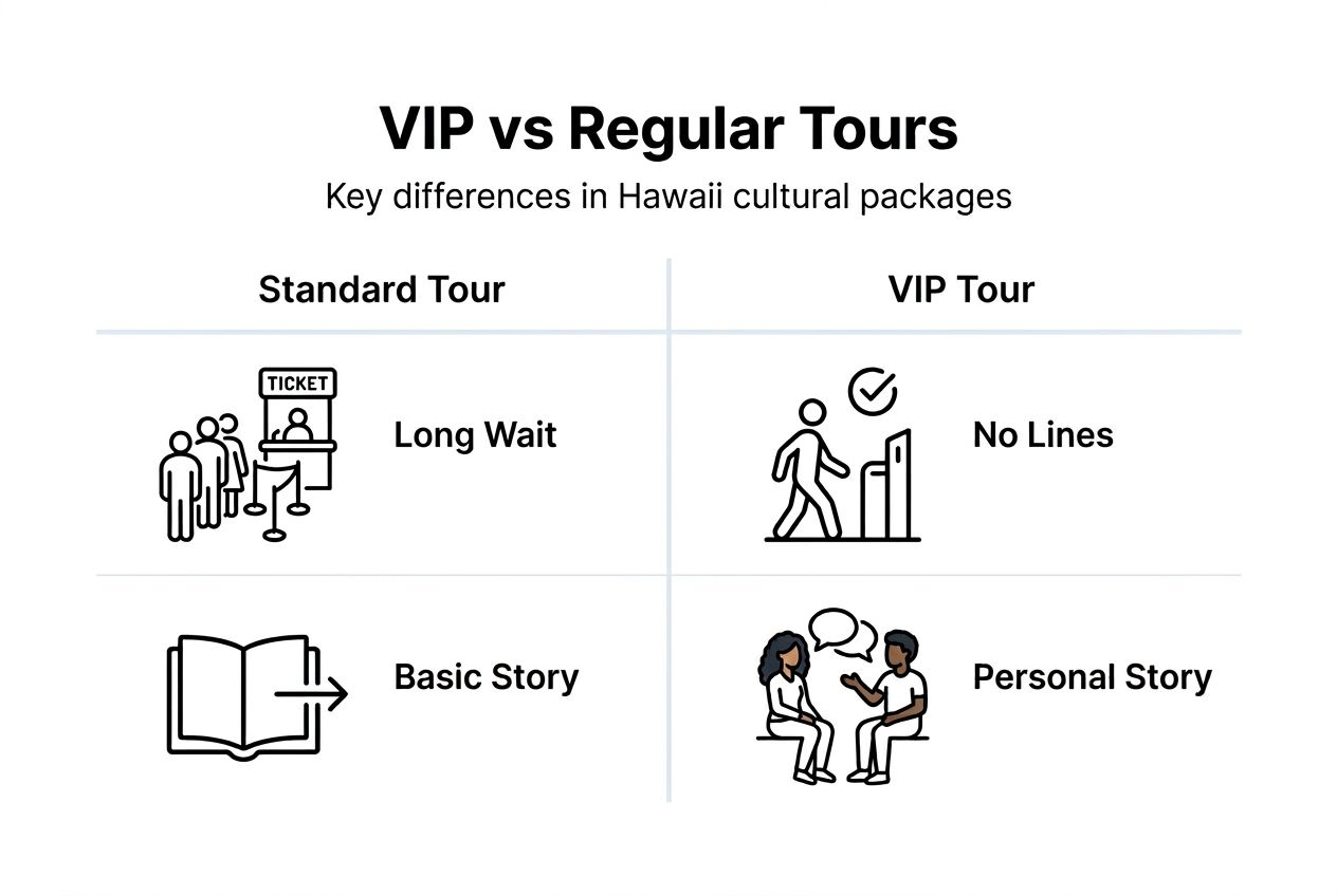Infographic comparing VIP and standard tours in Hawaii