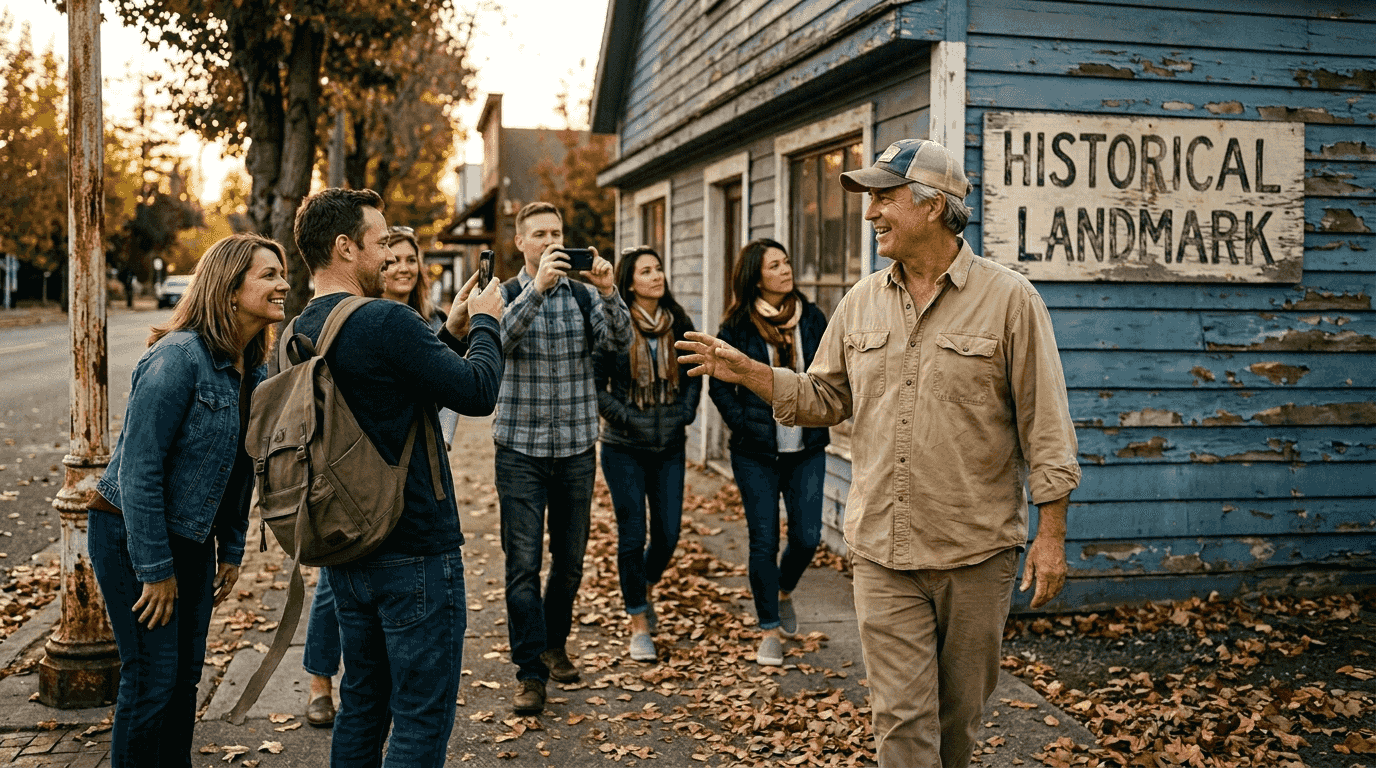 Guide leading Kailua-Kona historic tour group