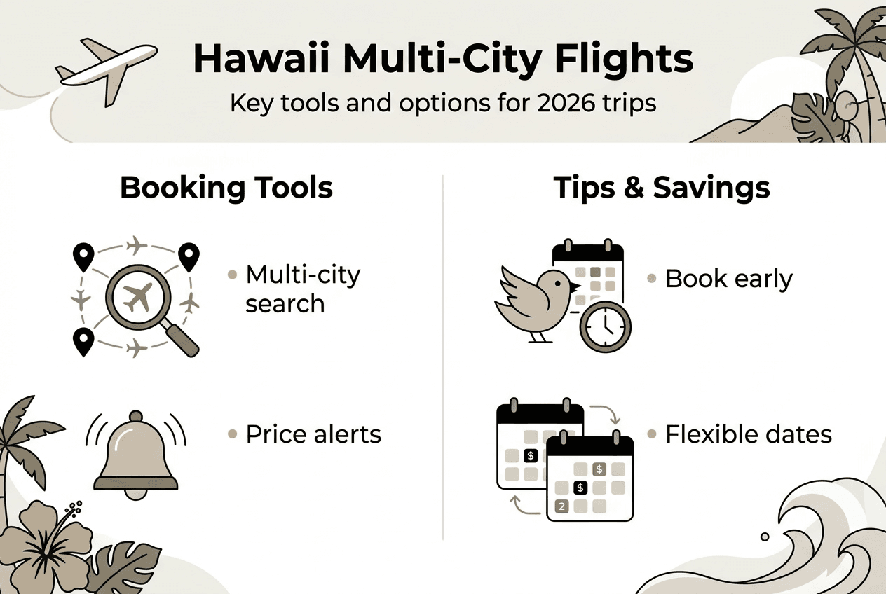 Infographic with booking tools and savings tips