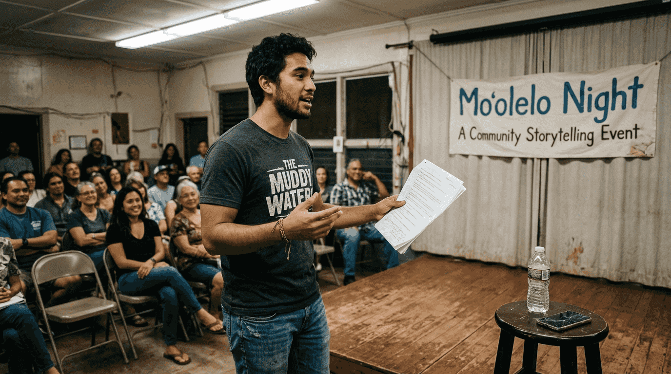 Modern Hawaiian storytelling at community center
