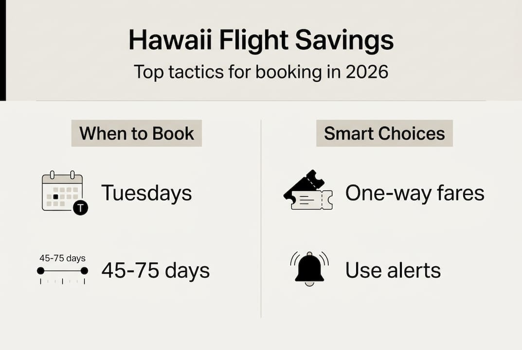 Infographic showing Hawaii flight savings strategies