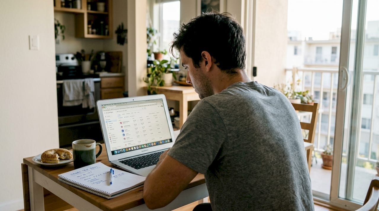 Person booking Hawaii trip on laptop