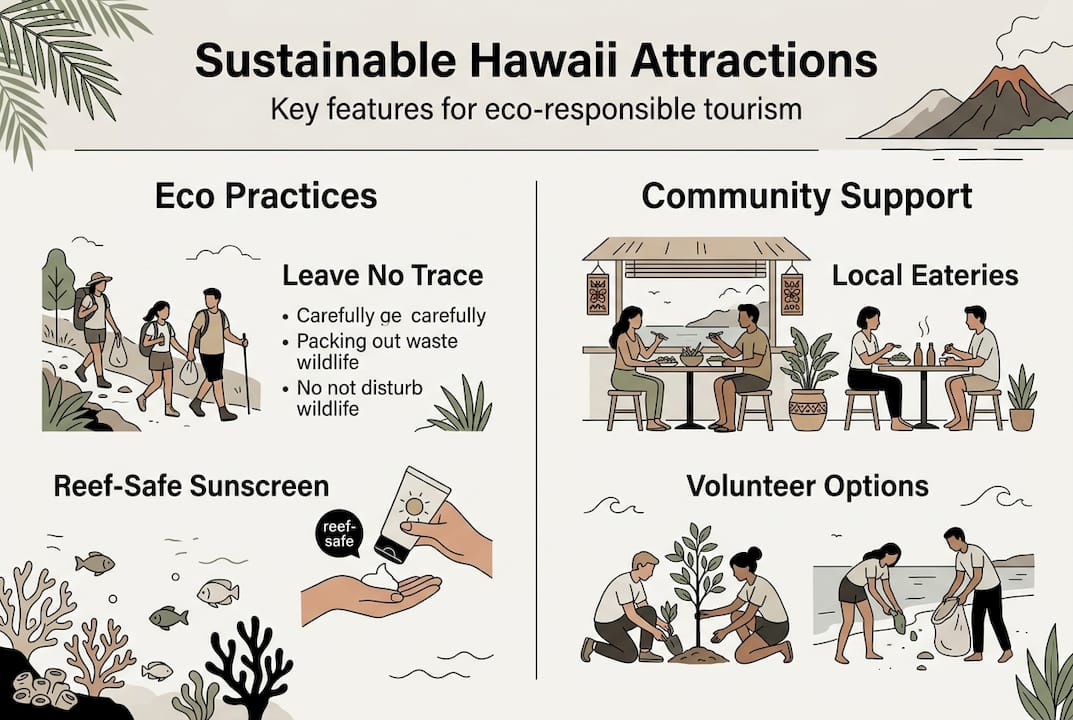 Infographic showing sustainable tourism practices in Hawaii