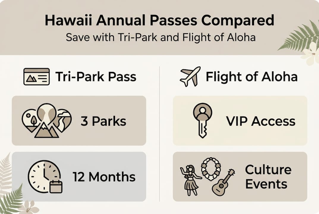 Infographic comparing Hawaii annual pass features