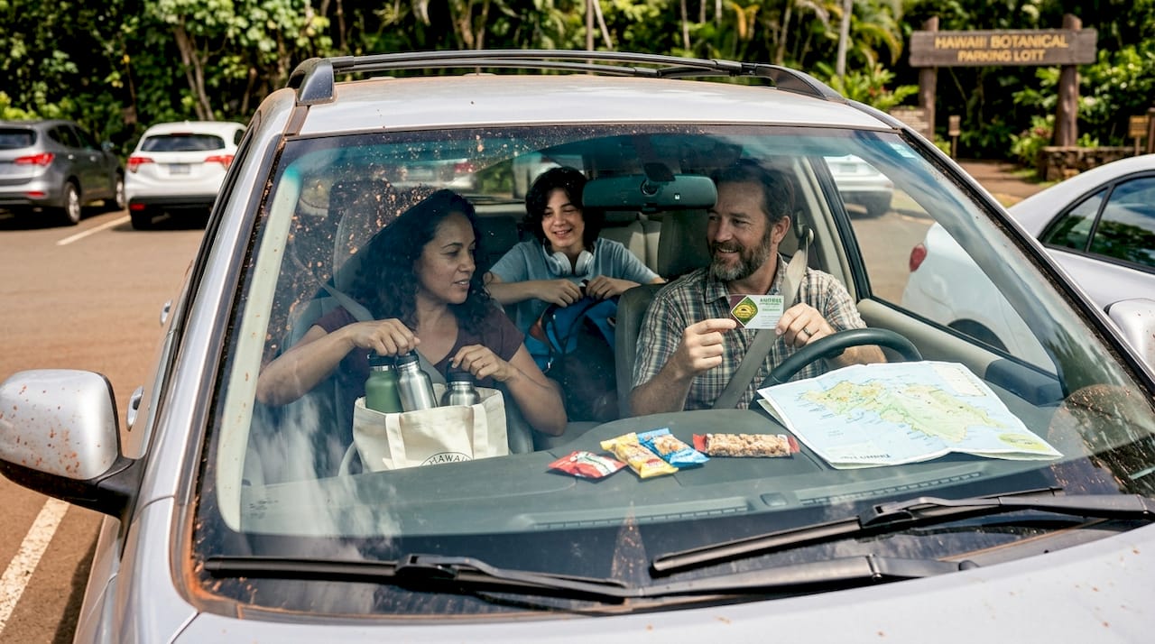 Group prepares pass in parked SUV