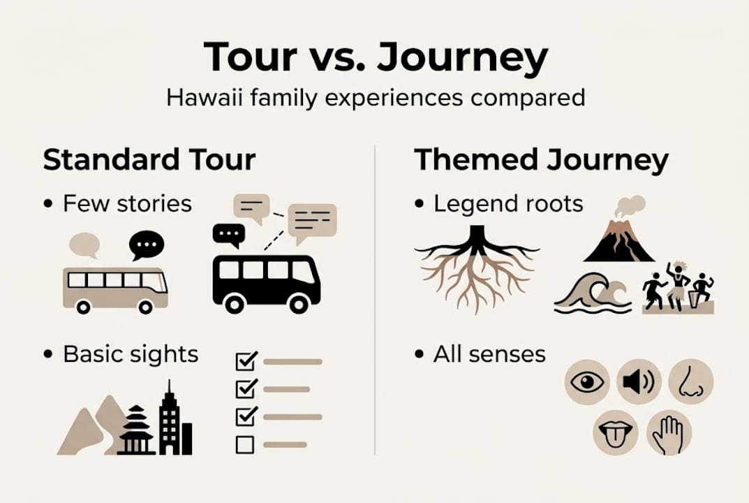 Infographic comparing standard and themed journeys