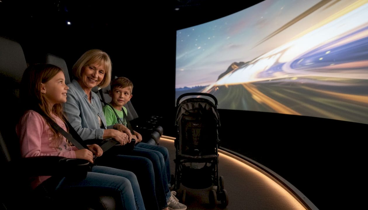 Family seating in flying theater