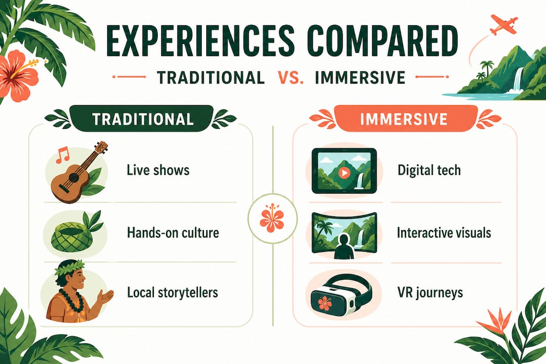 Infographic comparing traditional and immersive Hawaii experiences