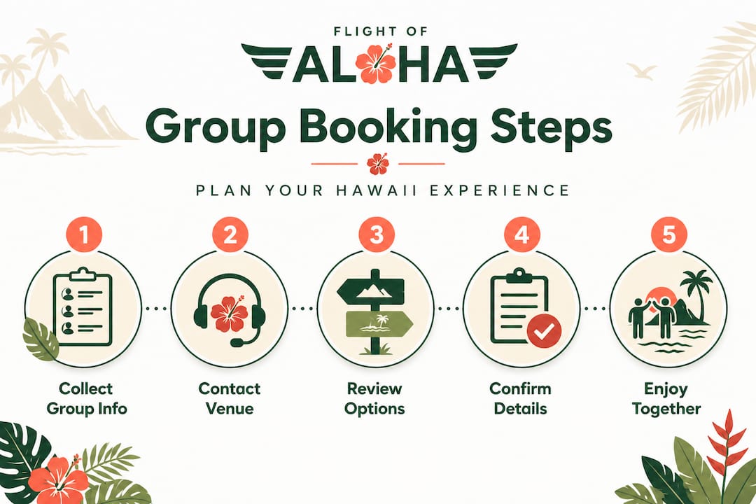 Infographic with Hawaii group booking workflow steps