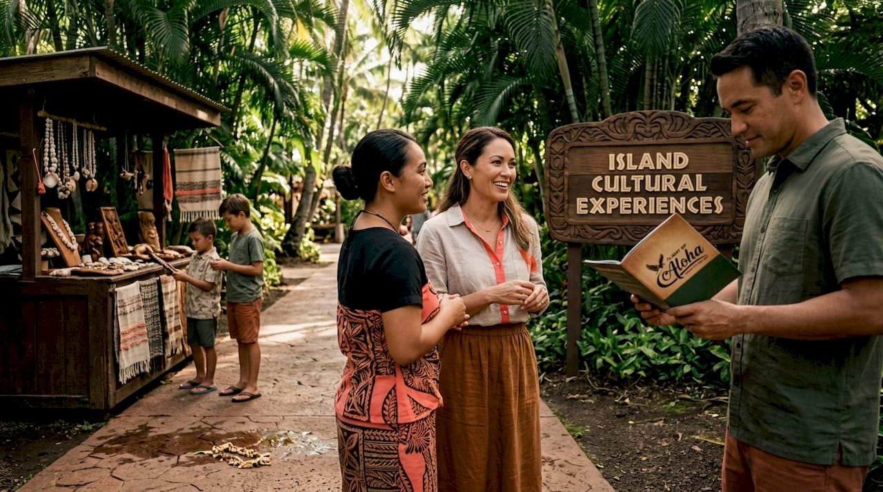 Family exploring Polynesian Cultural Center