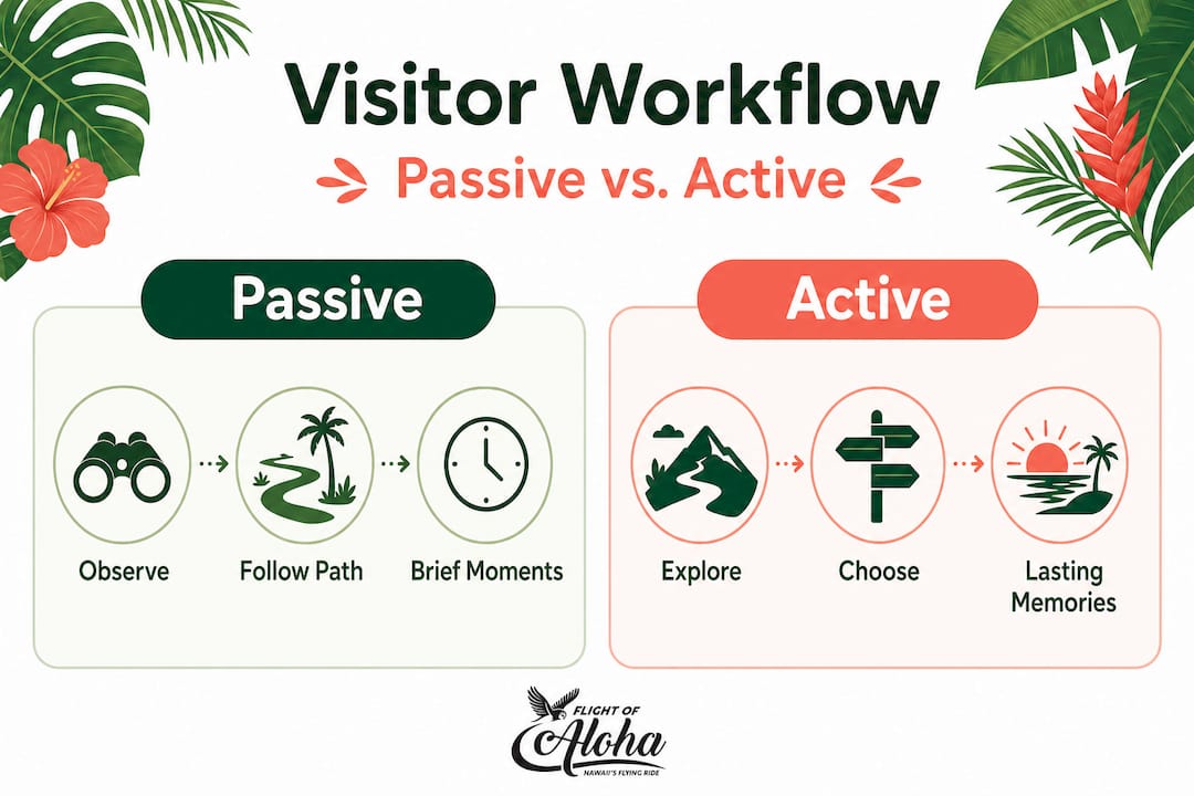 Infographic comparing passive and active workflows