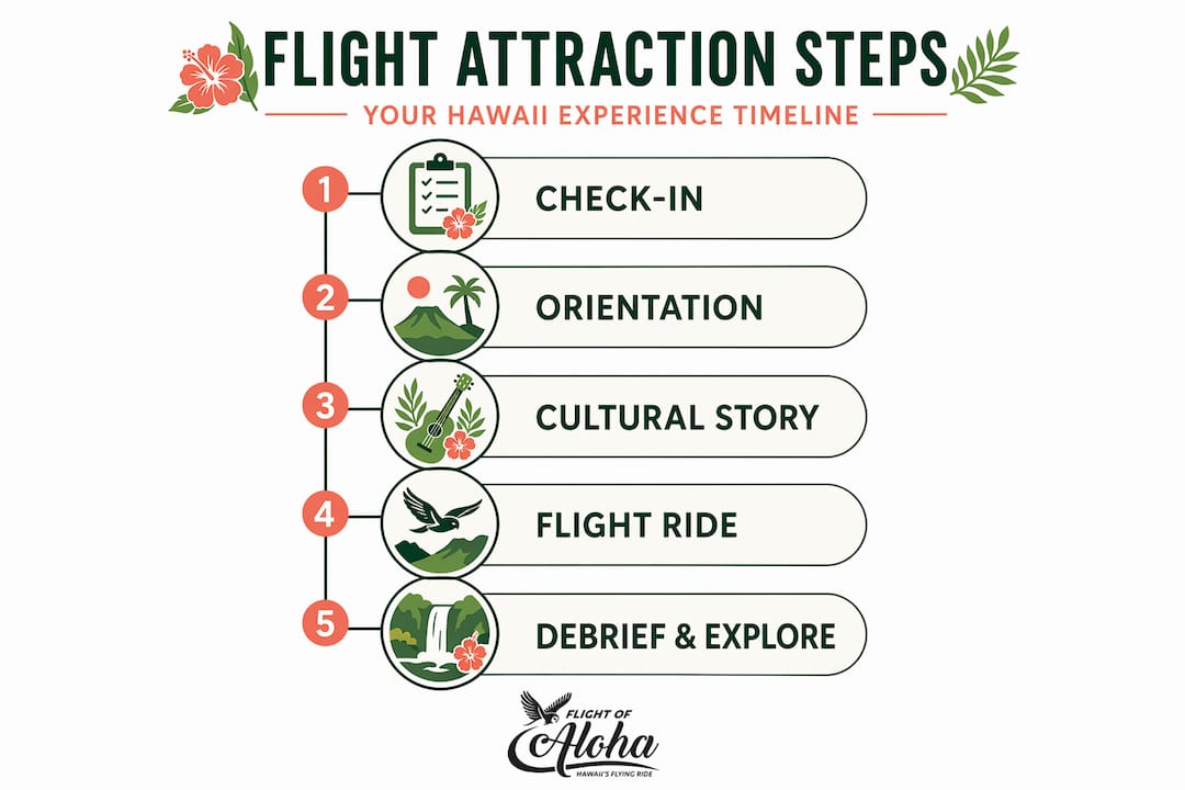 Infographic outlining flight attraction experience steps