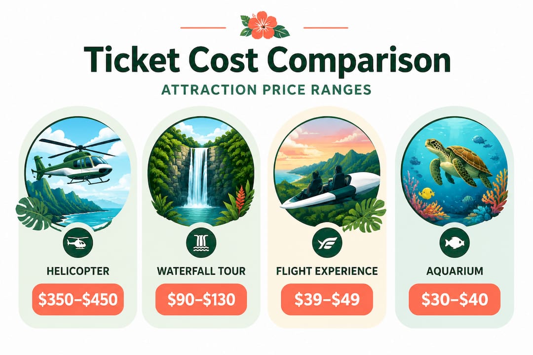 Ticket price comparison for Hawaii attractions