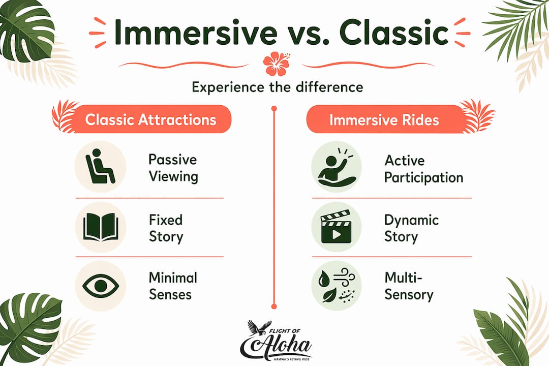 Infographic comparing immersive and classic attractions