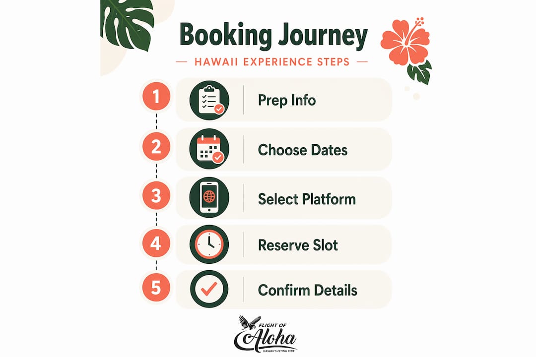 Booking process steps for Hawaii experience planning