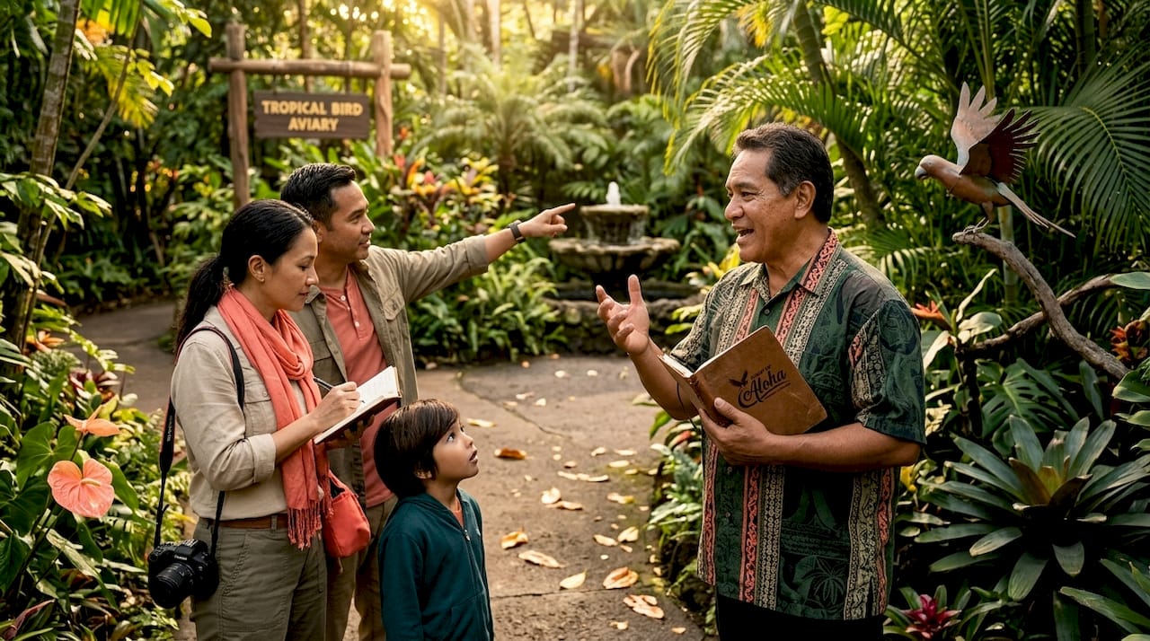 Indigenous guide storytelling at zoo exhibit