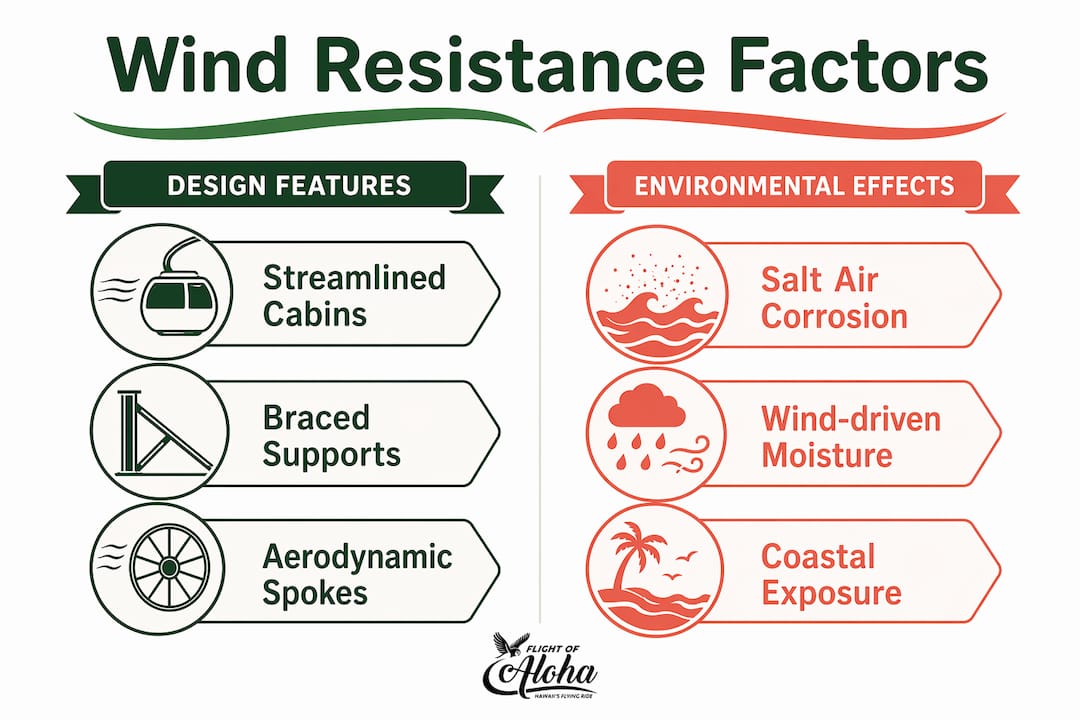 Infographic comparing design and environmental wind factors