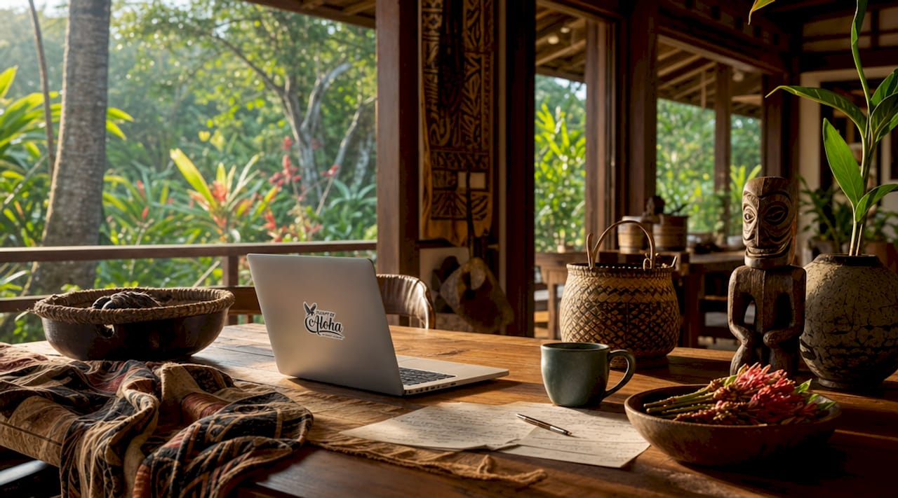Artifacts and intangible heritage workspace close-up