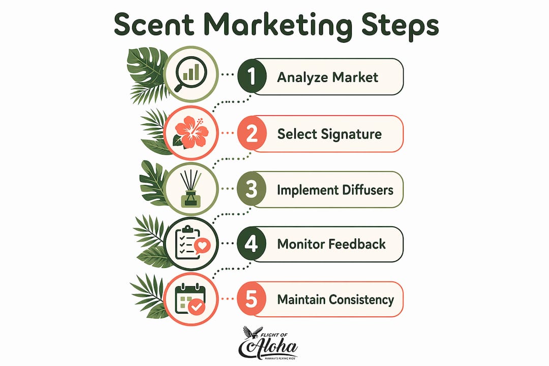 Infographic showing key scent marketing strategies steps