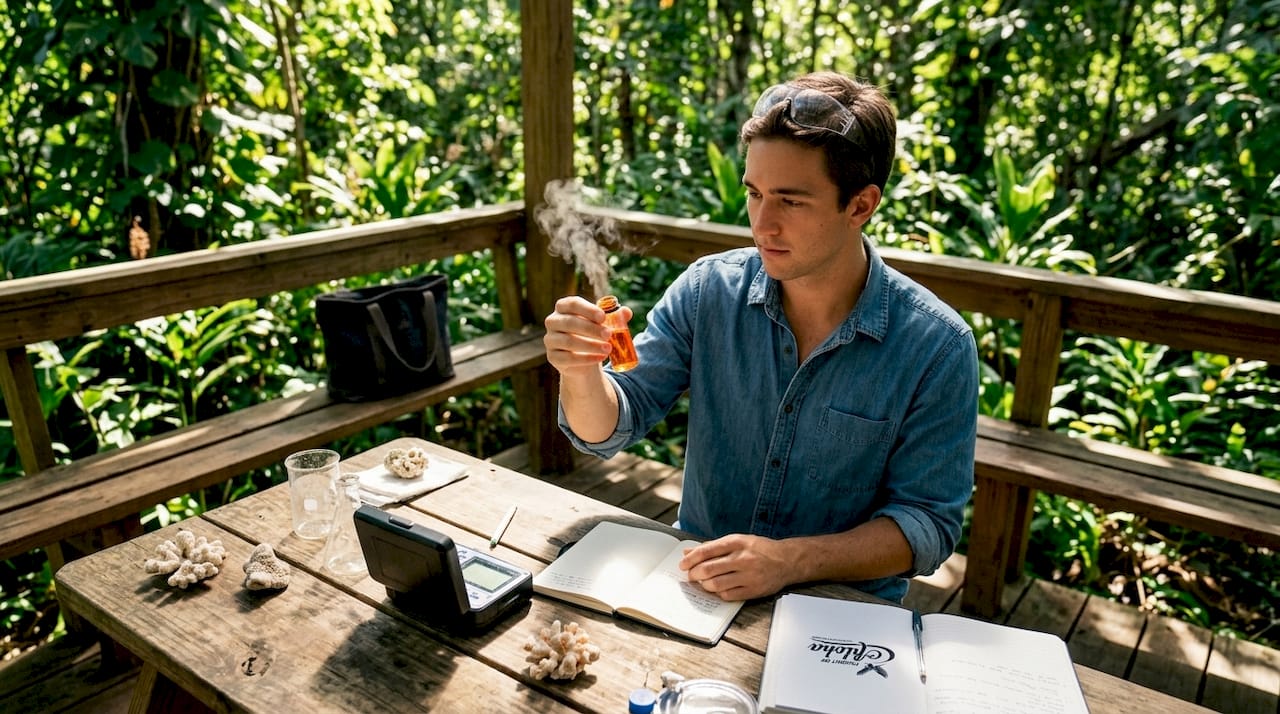 Neuroscientist examining scent sample in lab