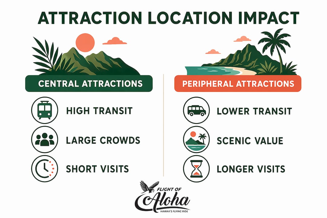 Infographic comparing central and peripheral attraction features