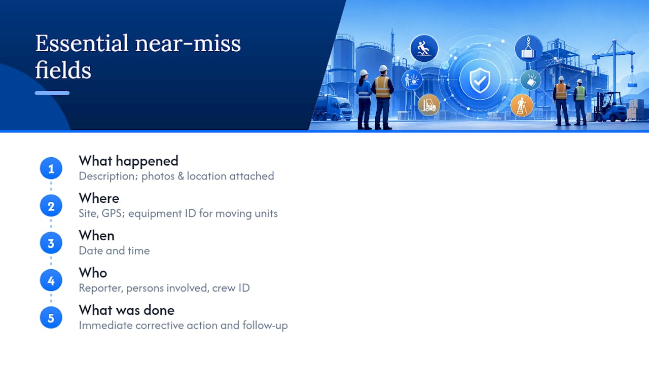Diagram of near miss report fields template