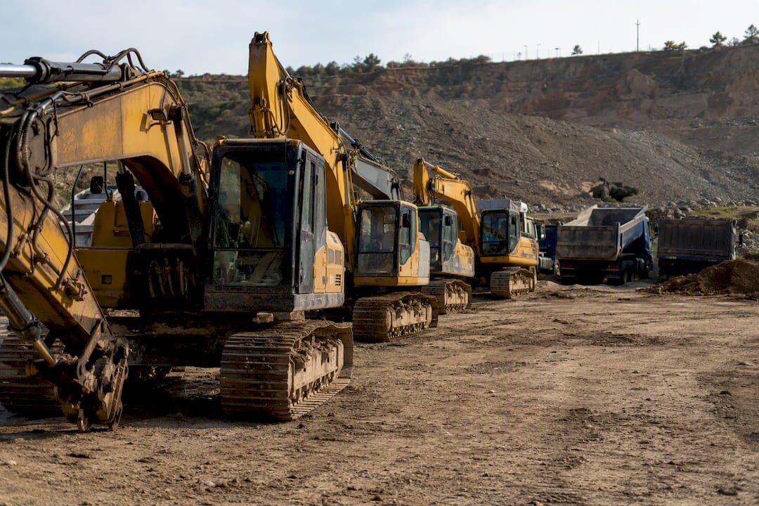 Idle heavy equipment at construction site