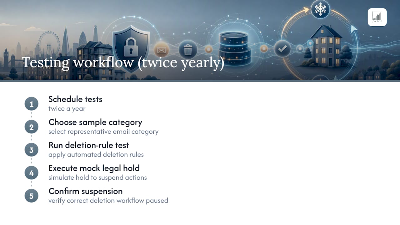 Retention rule testing and legal hold workflow