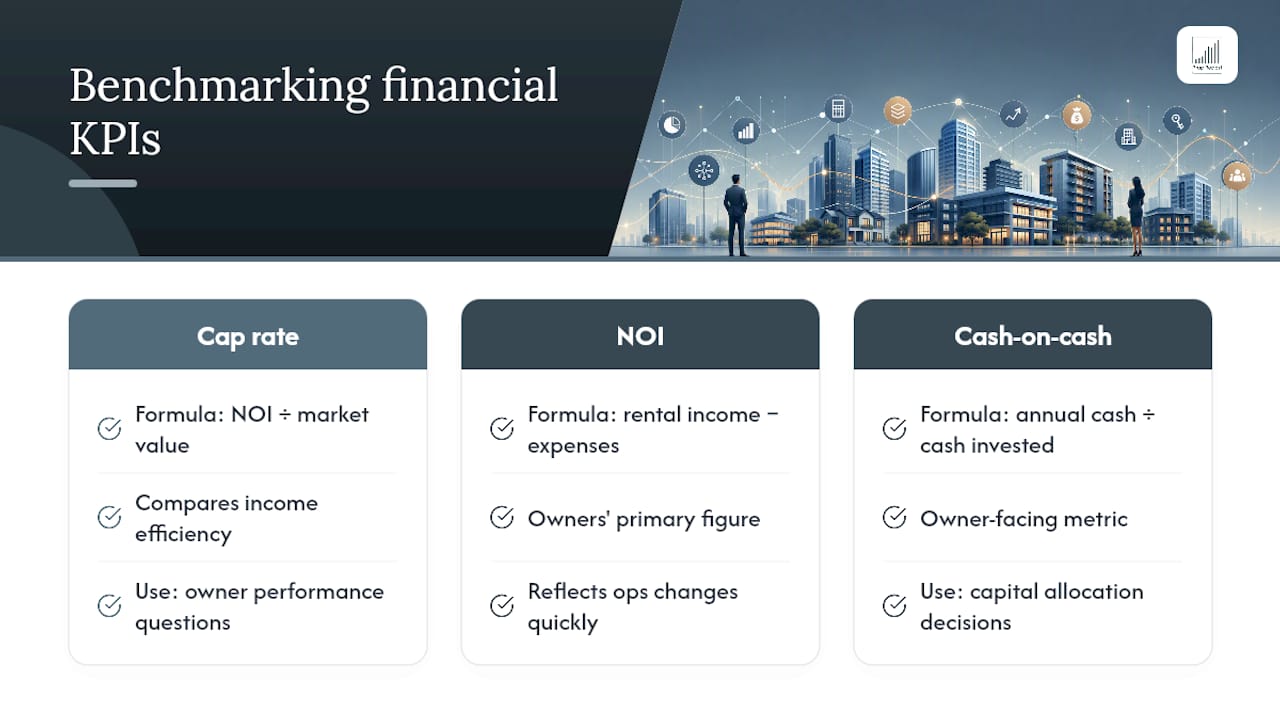How should you benchmark cap rates, NOI and cash-on-cash return? — overview diagram