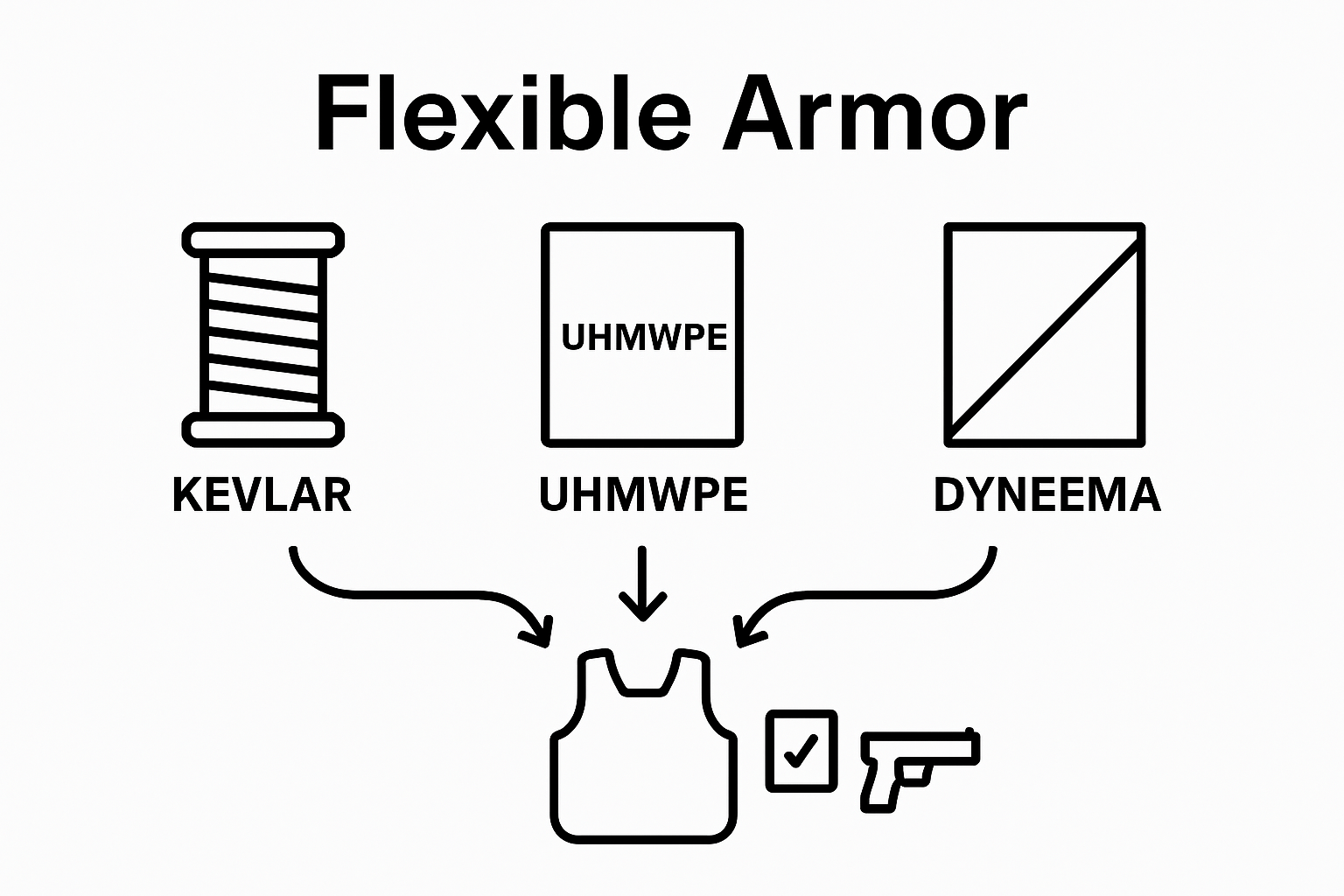 Infographic of key soft armor materials and protection