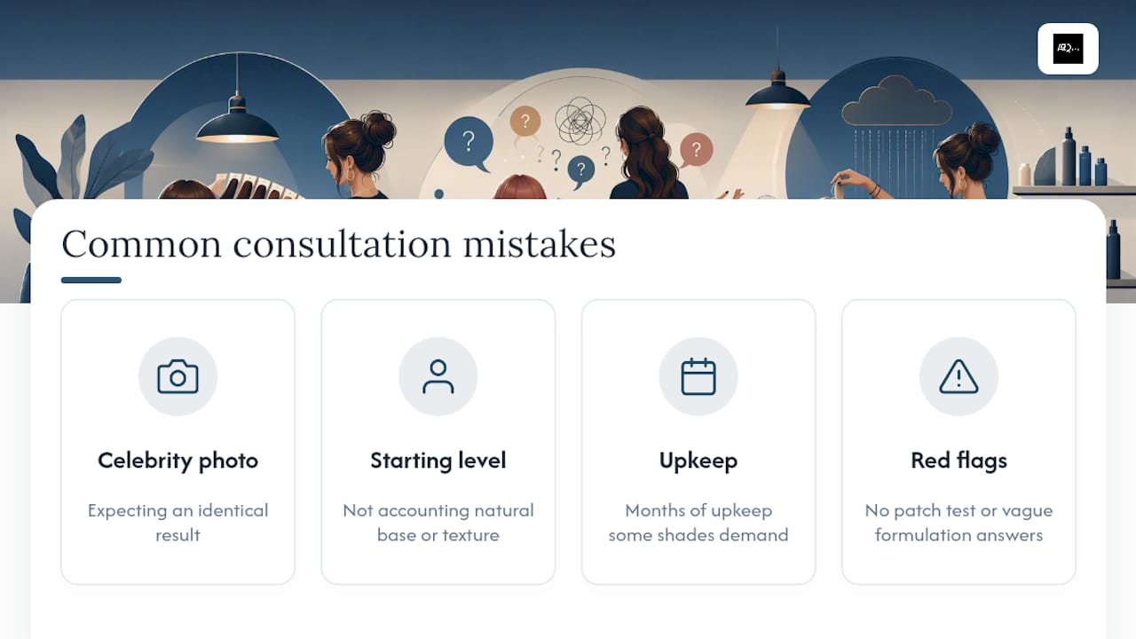 Diagram of common client mistakes in hair colour consulting