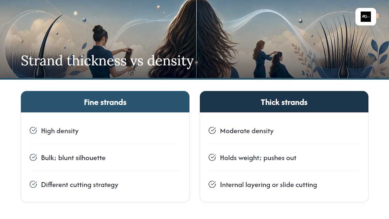 Comparison of hair thickness and density