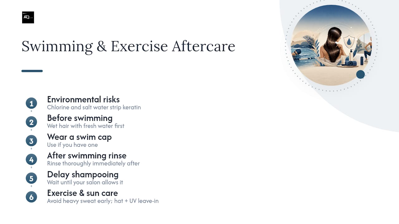 Swimming and keratin aftercare sequence