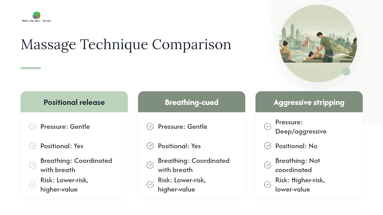 Comparison diagram of thoracic outlet massage techniques