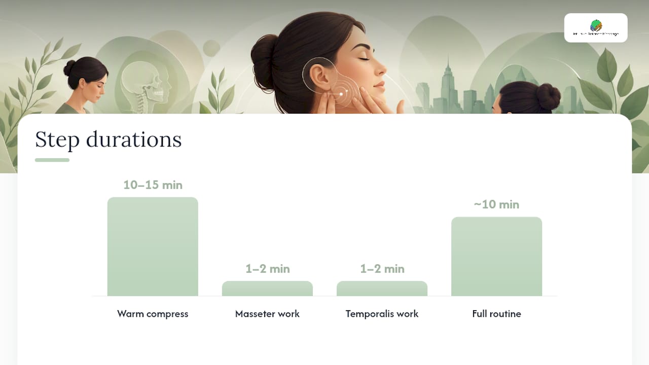 Step-by-step TMJ massage routine infographic