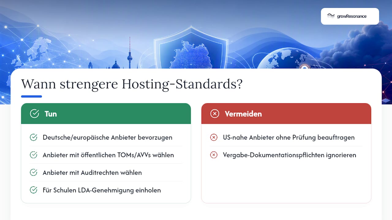 Wann brauchen Behörden und Schulen strengere Hosting-Standards? — overview diagram