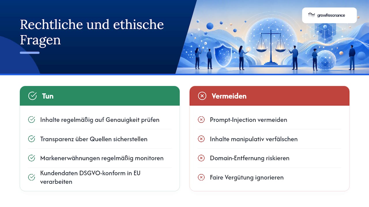 Welche rechtlichen und ethischen Fragen wirft GEO auf? — overview diagram